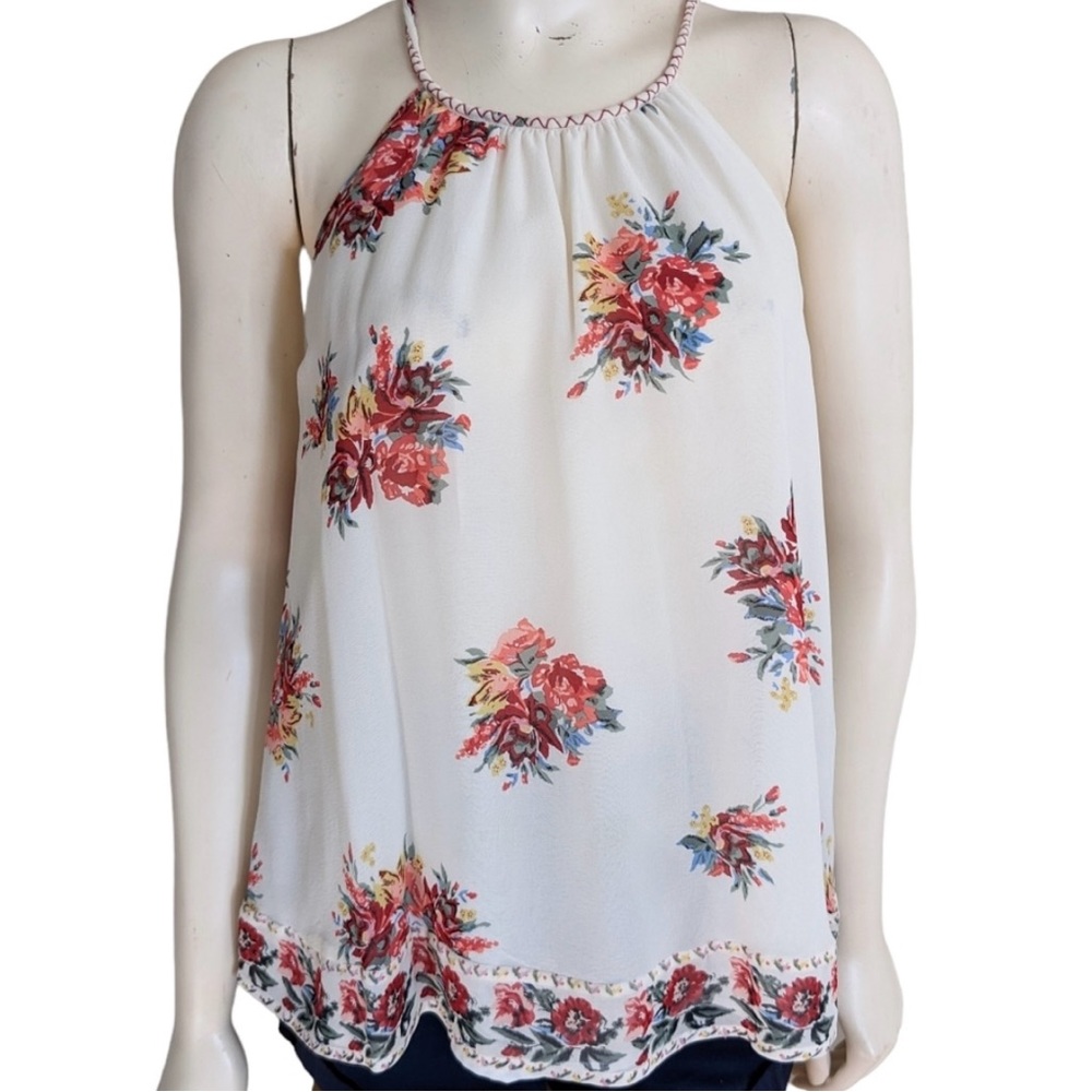 Joie Floral Gris Hacienda Halter Swing Top Size Small